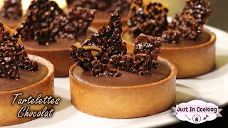 Recette de Tartelettes au Chocolat Praliné et Tuiles de Grué de Cacao [upl. by Cudlip]