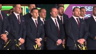 Welsh rugby team serenade audience at London welcoming ceremony [upl. by Joelle]