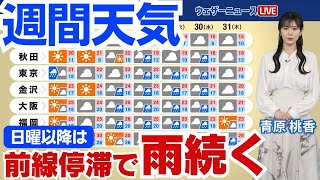 【週間天気】日曜以降は雨の日多い 台風や熱低の動向に注意を [upl. by Bernadine]