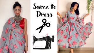 Making a Dress from Saree  Easy stitching  Neelam Sehtya [upl. by Terbecki]