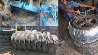 Restoring of use old tyre  Restore old tyre making new how old tyre are retread BusinessInsider [upl. by Ahsiemaj]