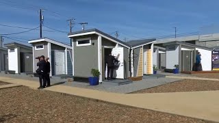 San Jose Opens TinyHouse Community to Shelter the Homeless [upl. by Neehcas]