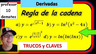 👉 REGLA DE LA CADENA Ejercicios resueltos 🔝 Derivada de una función  TRUCOS y CLAVES [upl. by Oriana]