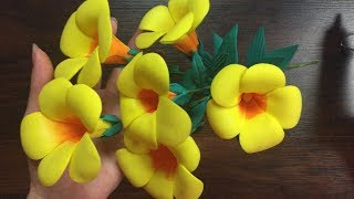 DIY How to make Allamanda cathartica flower with foam sheets  Cómo hacer flor de en foami [upl. by Ettesil]