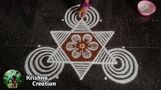 Margazhi madham special kolam  Easy padi kolam design with 5x3 dots  Dhanurmasam muggulu [upl. by Nailil]