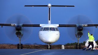 Widerøe Dash8 Q400  Morning startup at Stord airport December 2020 [upl. by Ula]