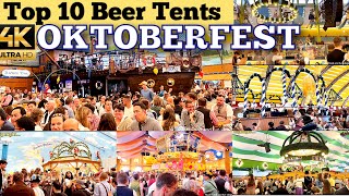 Oktoberfest 2024  Top 10 Best Beer Tents Oktoberfest in Munich  Oktoberfest walking tour 4 Tents [upl. by Eiramanad873]