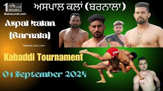 🔴LIVE  ASPAL KALAN BARNALA KABADDI CUP 2024 [upl. by Katrinka774]