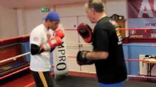 BILLY JOE SAUNDERS EXPLOSIVE PAD WORKOUT WITH JIMMY TIBBS  SAUNDERS v EUBANK JNR [upl. by Ecilegna]