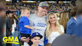 Chelsea Freeman on her husband Freddie Freeman’s World Series run son’s health [upl. by Anawd]