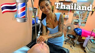 💈BARBER GIRL CREAM likes you RELAXED HEAD MASSAGE amp Hair Washing ASMR Pattaya Thailand 🇹🇭 [upl. by Fagaly404]