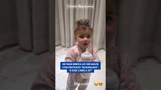 NEYMAR BRINCA AO VER MAVIE COM PENTEADO “BAGUNÇADO” “E ESSE CABELO AÍ” [upl. by Zitah771]