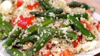 Clean Eating Quinoa Salad With Asparagus And Feta Cheese [upl. by Tini]