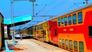 DOUBLE DECKER ARAKKONAM JN DEPARTURE WITH BACKGROUND ANNOUNCEMENT [upl. by Narret]