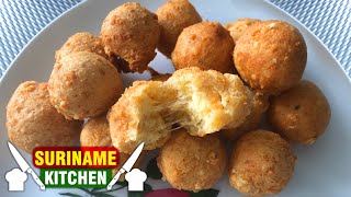 Surinaamse Kaasballetjes Recept  Surinamese Cheese Balls Recipe  Suriname Kitchen [upl. by Seiden440]