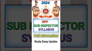 RPF SI Syllabus 2024  rpf Sub Inspector syllabus syllabus rpf rpfsi viral trending shorts [upl. by Walcott]