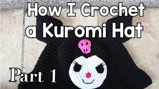 How I Crochet a Kuromi Hat Part 1 [upl. by Adnamor]