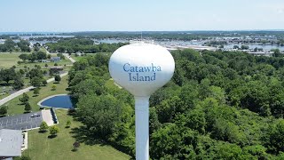 Catawba Island Water Tower Ottawa County Ohio July 2024 4k [upl. by Ihsoyim]