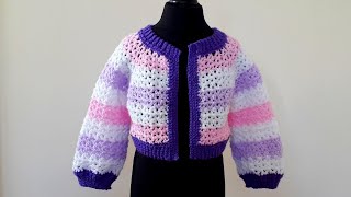 Crochet 46 Crochet shortcropped jacket for girls [upl. by Engedi435]