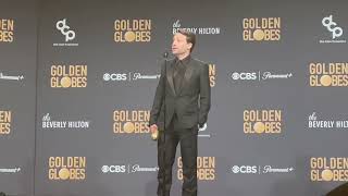 Kieran Culkin Best TV Drama Actor Succession 2024 Golden Globes press room [upl. by Nwahsiek]