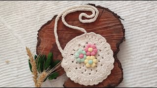 Örgü Bayram Çantası  Örgü Çoçuk Çantası Yapımı  Çiçek Motifi Yapımı  Bir Saatte Ör Sat handmade [upl. by Leta]