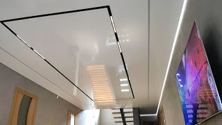 Track lighting system for stretch ceiling Flexible light profile saves time and money [upl. by Yi]