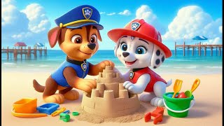 Paw Patrol The Mighty Movie  Marshall amp CHASE Play on the Beach  Very Funny Story  Rainbow 3 [upl. by Scott]