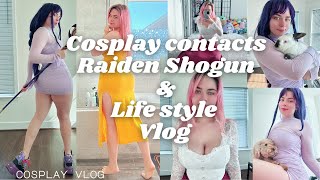 Preparing contact lenses 🙂 Raiden shogun cosplay genshin impact 🫣 and life style vlog ❤️ [upl. by Airekat]