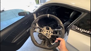 INSTALLING CARBON FIBER STEERING WHEEL ON MUSTANG [upl. by Aicineohp]