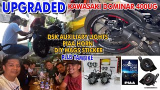 Upgraded Kawasaki Dominar 400ug  DSK Auxiliary Lights  PIAA Horn  Plate protector [upl. by Kamal]