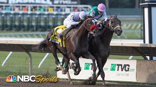 Haskell Stakes 2021 ends in jockey fall disqualification FULL RACE  NBC Sports [upl. by Atwekk]