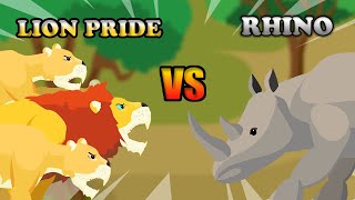 Lion Pride vs Rhino  Lion vs Animals Level Challenge S1  Animal Animation [upl. by Pero]