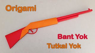 KAĞITTAN TÜFEK YAPIMI   Tutkal Yok  Bant Yok    Origami [upl. by Adnicul]