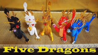 3dorigami FiveDragon The mysteries of dragons explained in English [upl. by Haleak]