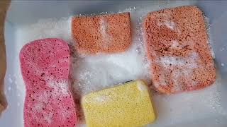 ASMR I Lemon scented cream cleanser and recycled pink tile cleaners aka Pink Milk💞💕💓🌸🌺💗🧽💦 [upl. by Lanti]