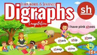 Digraph  quotShquot Digraph for Kids Compilation Digraph Sentences  Digraphs  Learn to read English [upl. by Damour]