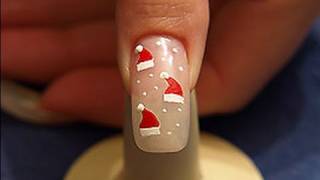 Christmas motif  Santas hat as fingernail decoration [upl. by Roderigo]