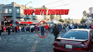 GUY DOES DONUTS IN FRONT OF COPS Bay Area Sideshow [upl. by Sioled]