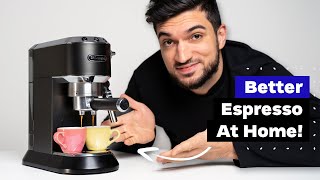 How To Make Better Coffee on Home Espresso Machine DeLonghi Dedica EC685 Tutorial [upl. by Wallis]