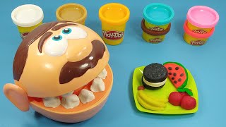 Mr PlayDoh eats fruits and cookies PlayDoh dentist toy [upl. by Kcirdez311]