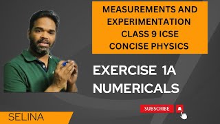 Measurements and experimentation icse class 9 concise physics exercise 1A numericals selina [upl. by Maillij]