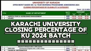 KARACHI UNIVERSITY CLOSING PERCENTAGE FOR 2024 BATCH [upl. by Candace]