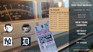 1934Sep20 • NYYDET • New York Yankees vs Detroit Tigers  Classic Baseball Radio Broadcast [upl. by Gavrielle397]