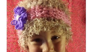 Loom Knit Embellished Headband Hat Beginning to end [upl. by Uhthna713]