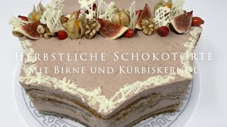 Herbstliche Schokotorte mit Birne und Kürbiskernöl [upl. by Dyal340]