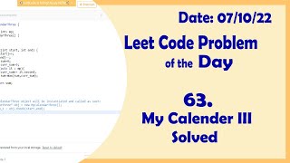 My Calendar III  C  Leetcode Daily Challenge [upl. by Luca]