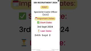 SBI Recruitment 2024 for SCO sbirecruitment2024 banknewjobs [upl. by Gisser]