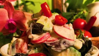 Avocado Radish Tomato Romaine Salad with Garlic Cashew Dressing  Take 3 [upl. by Ezzo840]