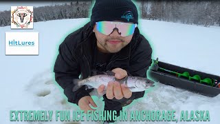 EXTREMELY FUN ICE FISHING IN ANCHORAGE ALASKA [upl. by Eruot]