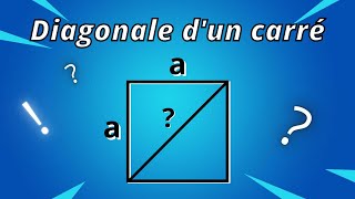 Calcul de la diagonale dun carré  théorème de Pythagore [upl. by Biggs877]